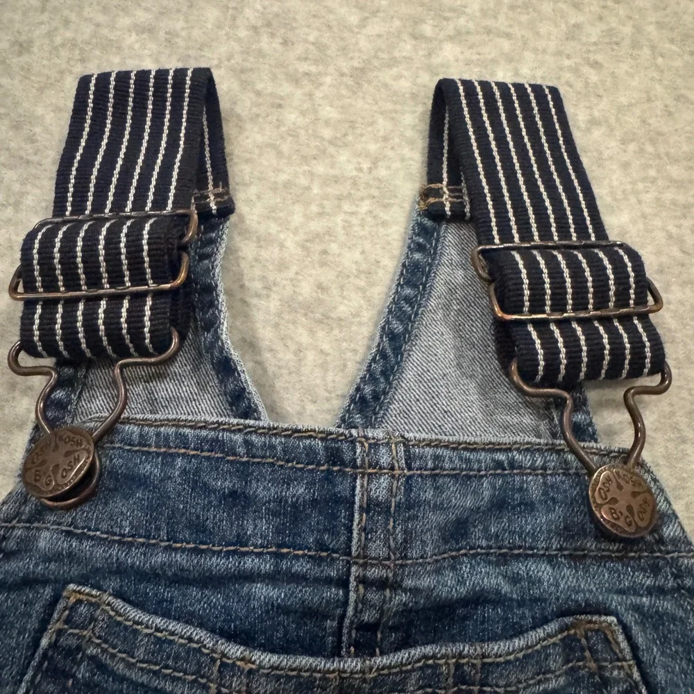OshKosh B'gosh Kids Denim Overalls Medium Wash Striped Straps 4T‎